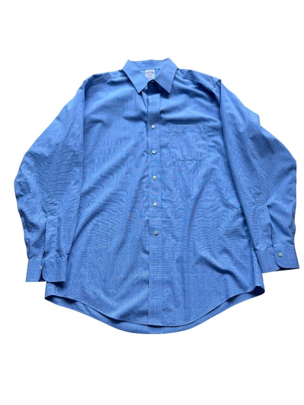 Preppy Classic Brooks Brothers Size 16-34 Blue Check Non-Iron Dress Shirt